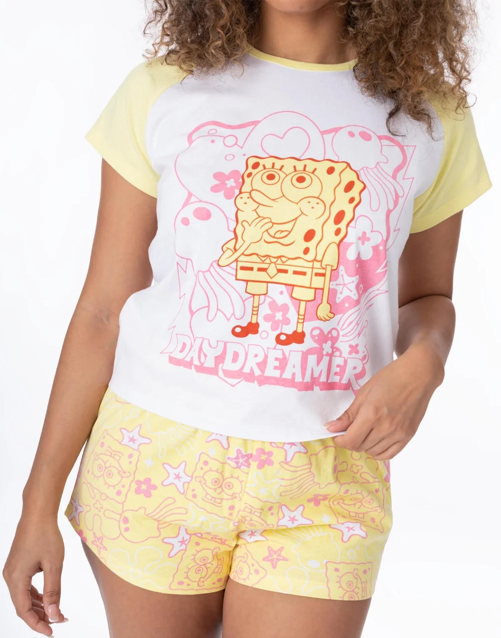 SpongeBob SquarePants Yellow & White Daydreamer Shortie Pyjamas - Large Image 2