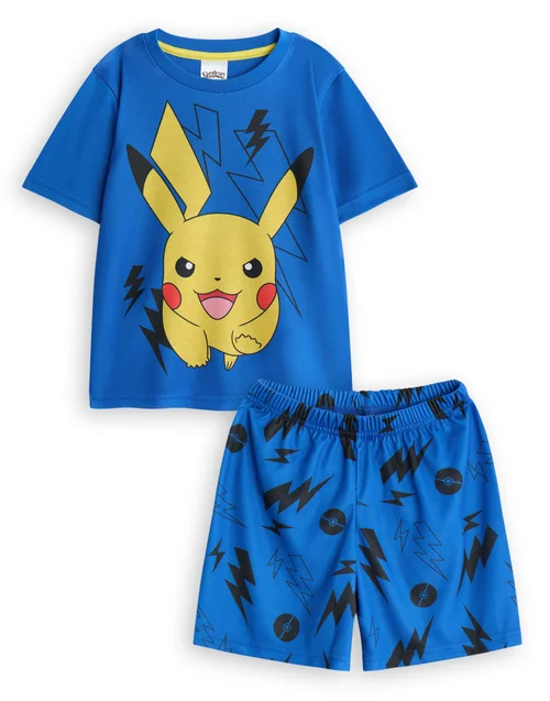 Vanilla Underground Pokemon Pikachu Kids Blue Shortie Pyjamas (3-10 Years) - Age 3-4 Years Image 1