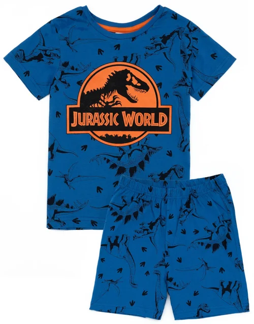 Vanilla Underground Jurassic World Kids Blue Shortie Pyjamas (3-10 Years) - Age 9-10 Years Image 1