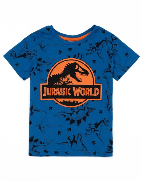 Vanilla Underground Jurassic World Kids Blue Shortie Pyjamas (3-10 Years) - Age 9-10 Years Image 2