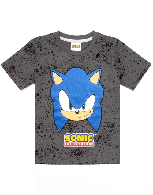 Vanilla Underground Sonic The Hedgehog Grey Kids Shortie Pyjamas (4-12 Years) - Age 6-7 Years Image 4