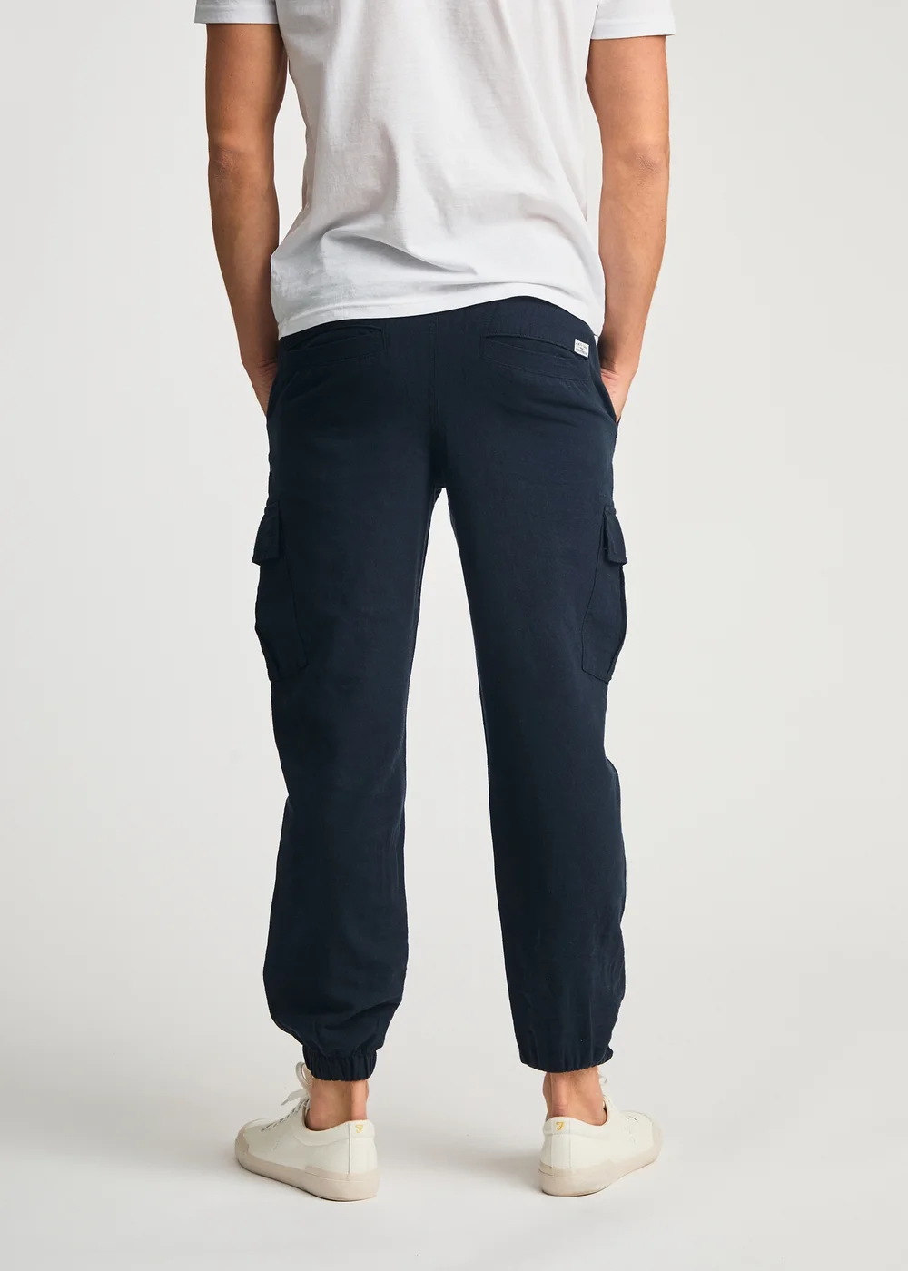 Tokyo Laundry Navy Linen Blend Cargo-Style Trousers - M Image 2
