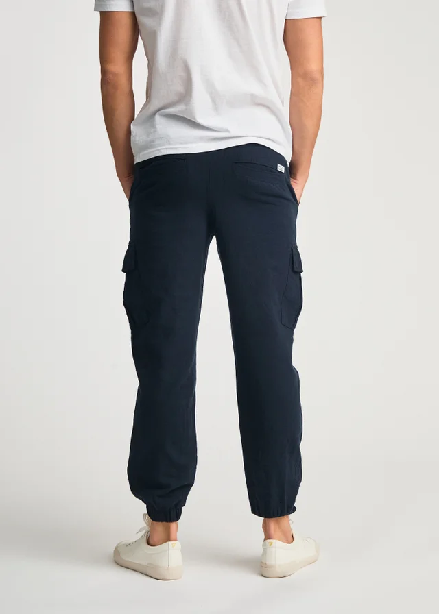 Tokyo Laundry Navy Linen Blend Cargo-Style Trousers