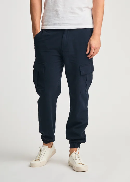 Tokyo Laundry Navy Linen Blend Cargo-Style Trousers - M Image 1