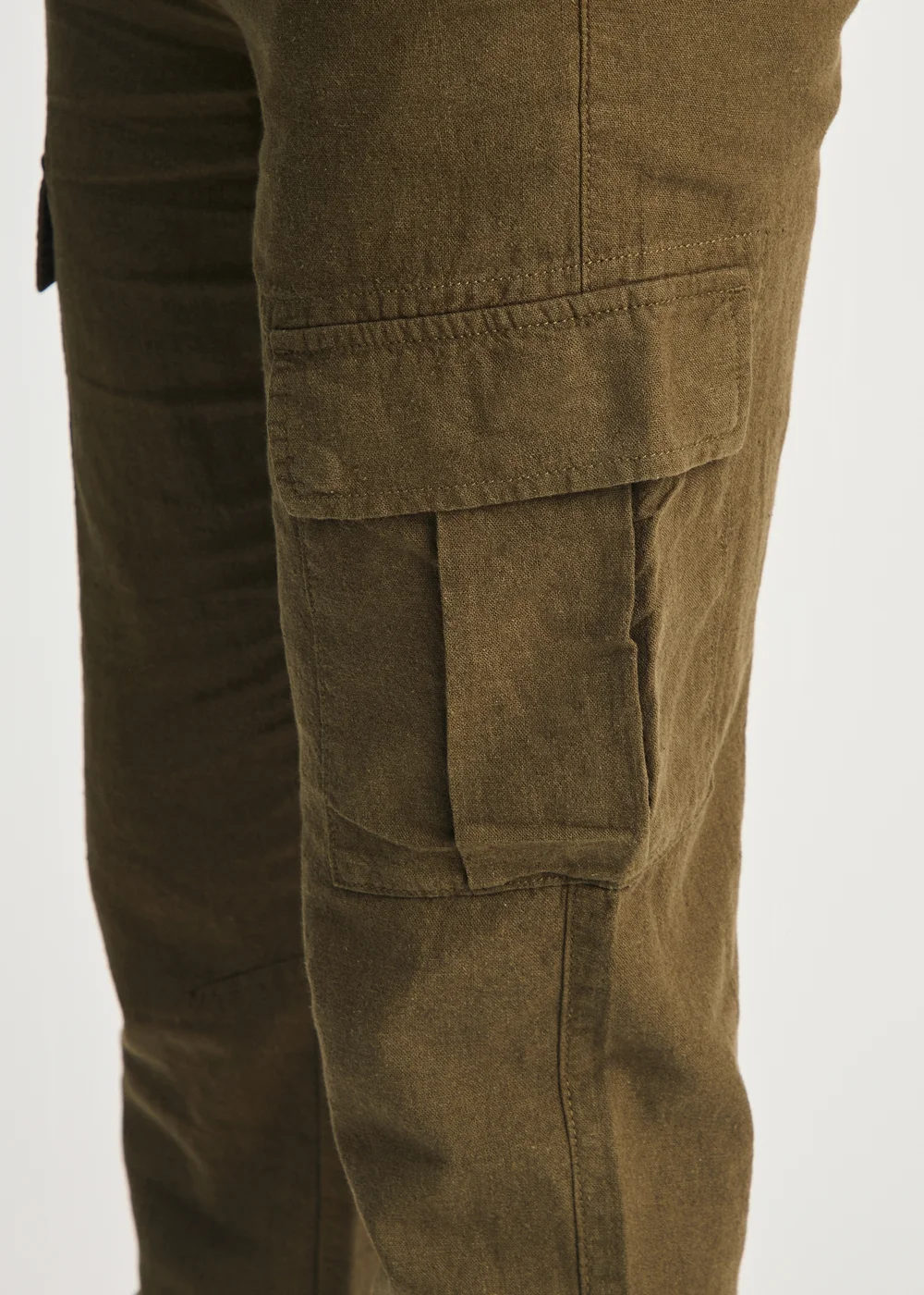 Tokyo Laundry Olive Linen Blend Cargo-Style Trousers - L Image 3
