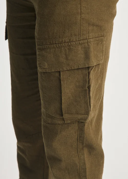 Tokyo Laundry Olive Linen Blend Cargo-Style Trousers - L Image 3