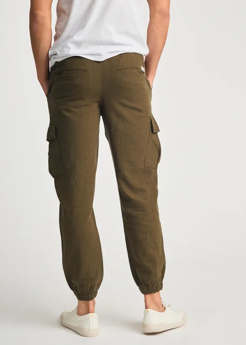 Tokyo Laundry Olive Linen Blend Cargo-Style Trousers - L Image 2