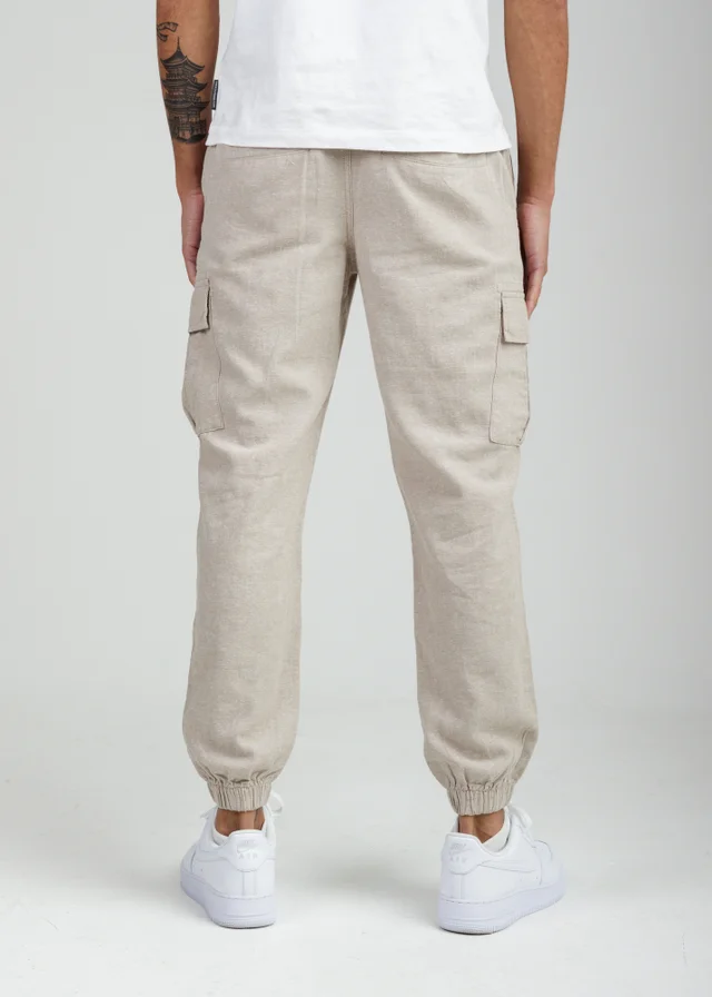 Tokyo Laundry Beige Linen Blend Cargo-Style Trousers