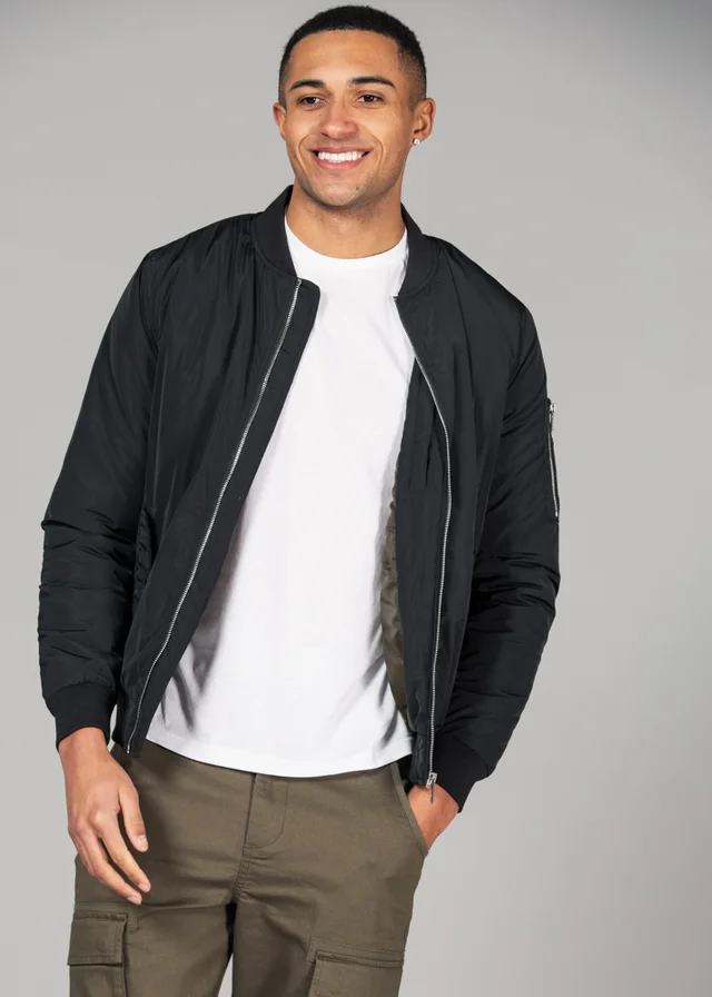 Tokyo Laundry Black Bomber Jacket with Zip Fastening