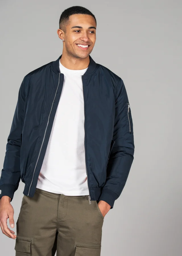 Tokyo Laundry Navy Bomber Jacket with Zip Fastening