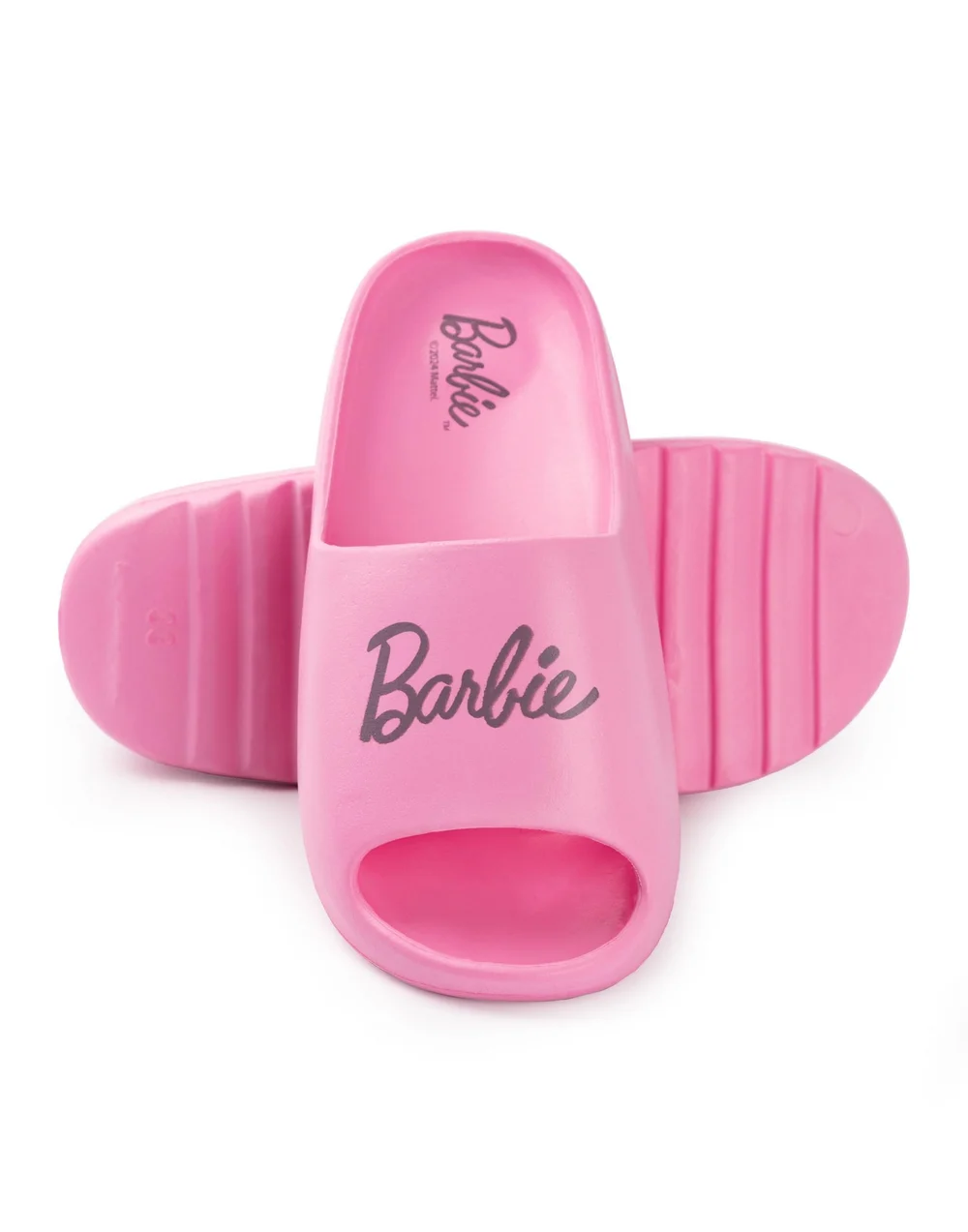 Vanilla Underground Barbie Kids Pink Sliders (Younger 8-2.5 Older) - Size 2.5 Infants Footwear Image 2