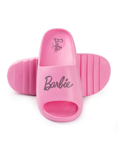 Vanilla Underground Barbie Kids Pink Sliders (Younger 8-2.5 Older) - Size 2.5 Infants Footwear Image 2