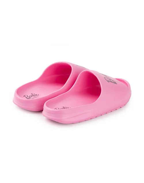 Vanilla Underground Barbie Kids Pink Sliders (Younger 8-2.5 Older) - Size 2.5 Infants Footwear Image 4