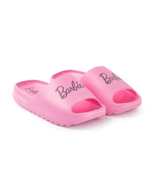 Vanilla Underground Barbie Kids Pink Sliders (Younger 8-2.5 Older) - Size 2.5 Infants Footwear Image 3
