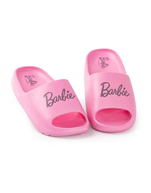 Vanilla Underground Barbie Kids Pink Sliders (Younger 8-2.5 Older) - Size 2.5 Infants Footwear Image 1