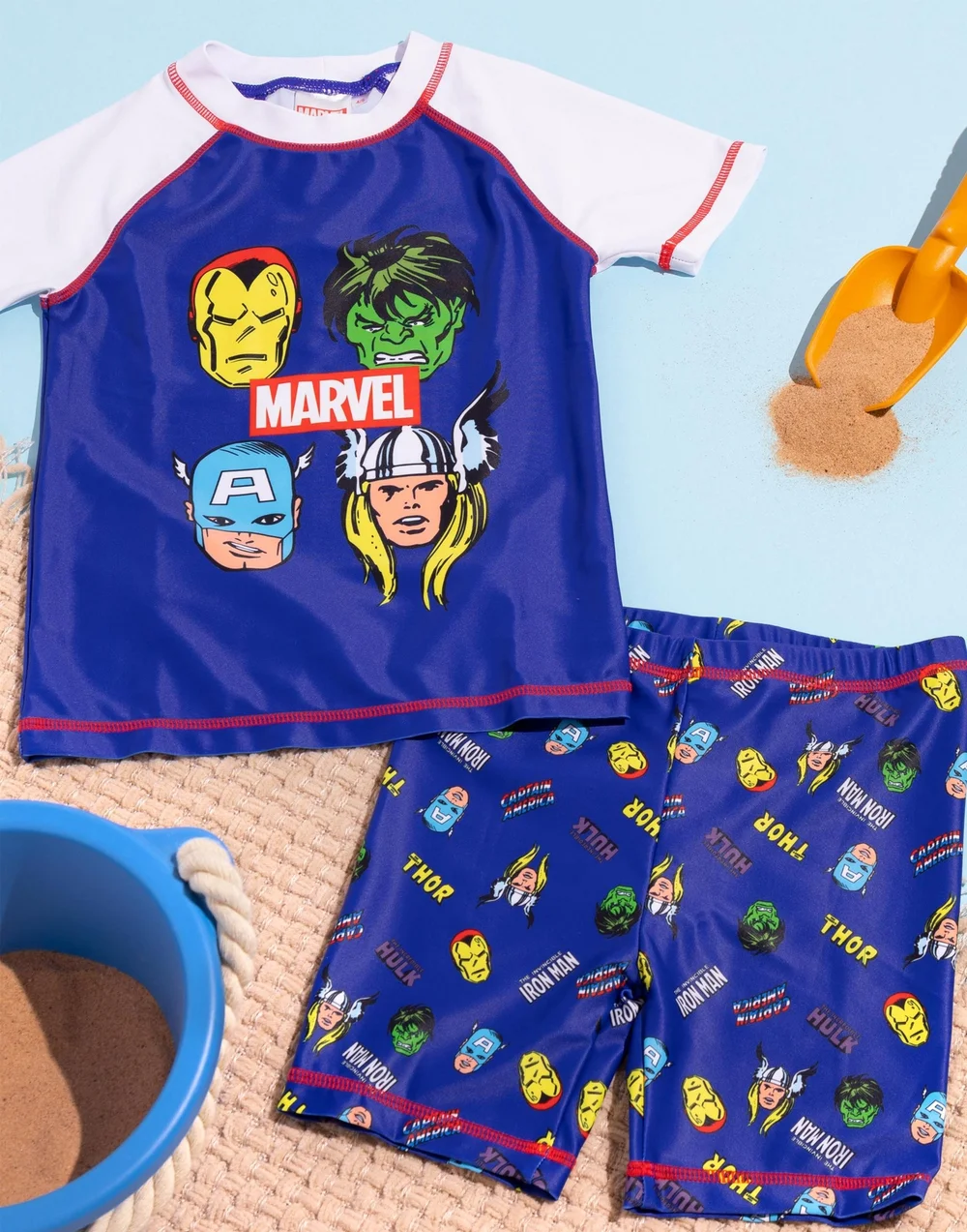 Marvel Avengers Kids Blue 2 Piece Swim Set (2-10 Years) - Age 7-8 Years Image 2