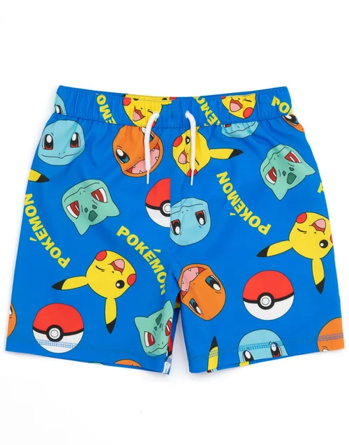Pokemon Characters Blue Swim Shorts 2 Pack (3-12 Years) - Age 9-10 Years Image 2