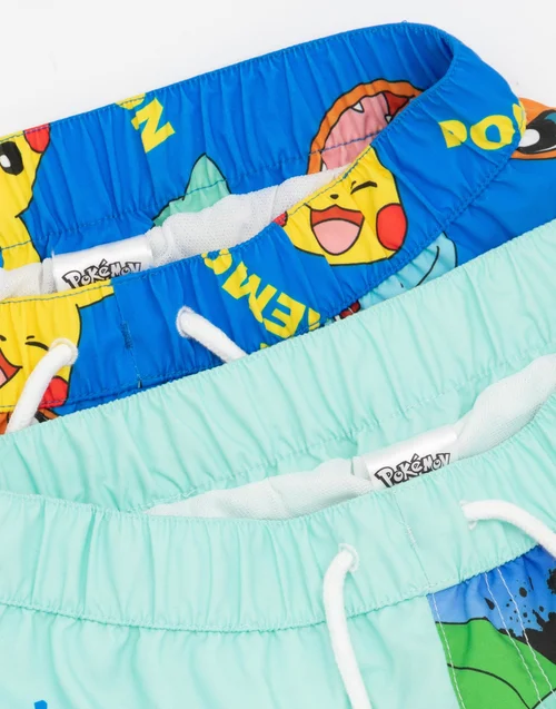 Pokemon Characters Blue Swim Shorts 2 Pack (3-12 Years) - Age 9-10 Years Image 5