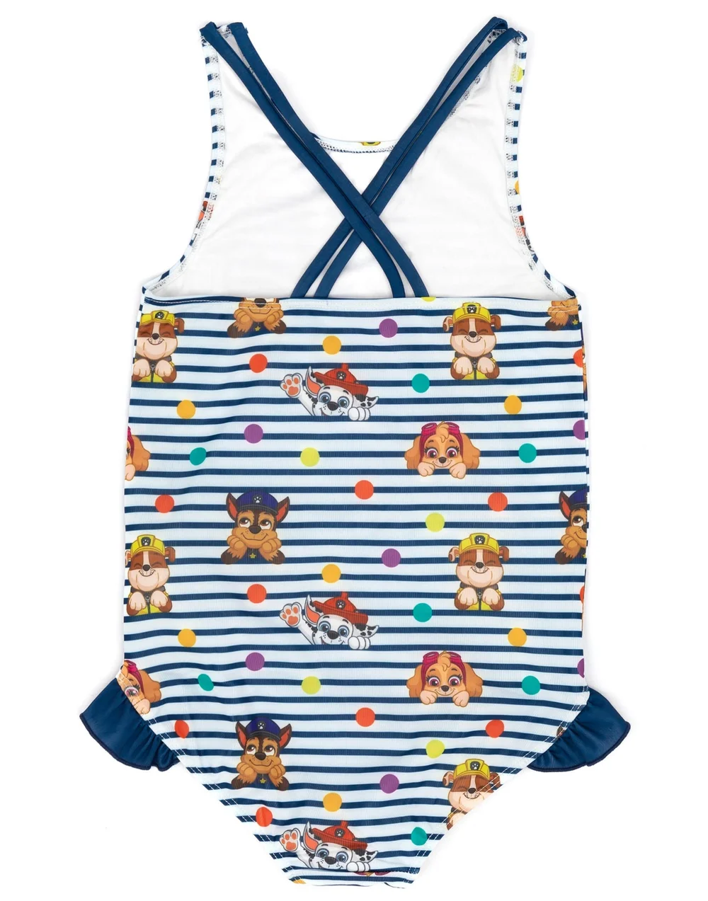 Paw Patrol Kids Striped White & Navy 1 Piece Swimsuit (18 Months-8 Years) - 18 - 24 Months Image 4