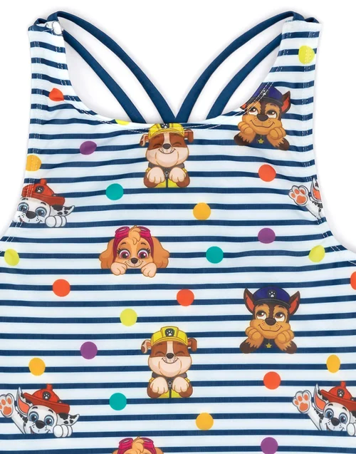Paw Patrol Kids Striped White & Navy 1 Piece Swimsuit (18 Months-8 Years) - 18 - 24 Months Image 5