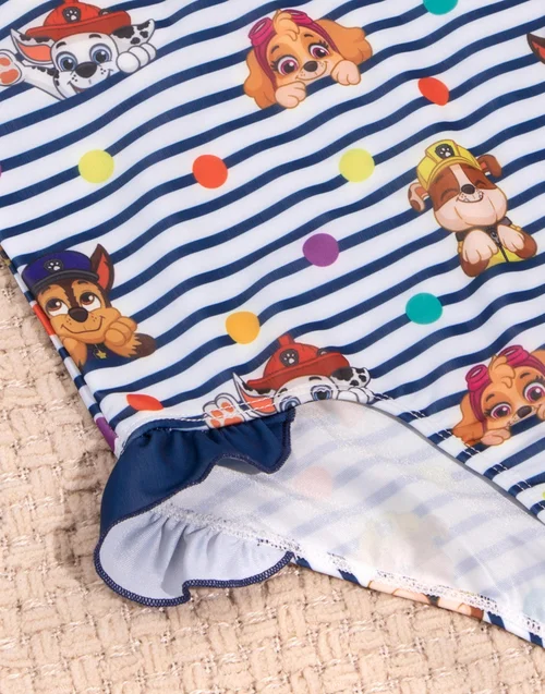 Paw Patrol Kids Striped White & Navy 1 Piece Swimsuit (18 Months-8 Years) - 18 - 24 Months Image 3