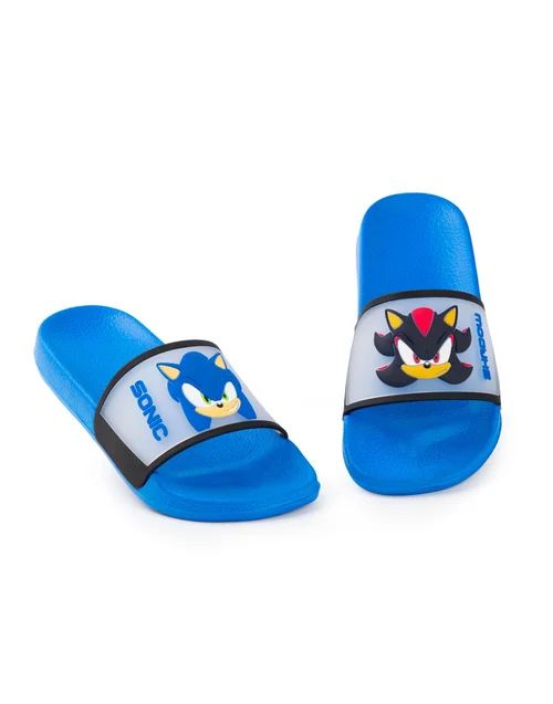 Sonic The Hedgehog Kids Blue Sliders (Younger 10-3 Older) - Size 11 Infants Footwear Image 1