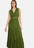 Yumi Green Lace Trim Cotton Midi Sun Dress - M Image 2