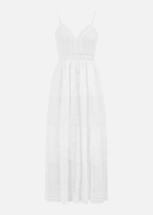 Yumi White Tiered Maxi Dress With Ruched Back - L Image 3