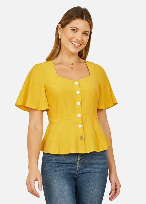 Yumi Yellow Button Up Top - Size 10 Image 2