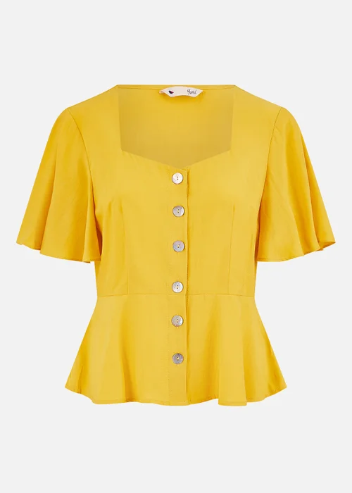Yumi Yellow Button Up Top - Size 10 Image 3