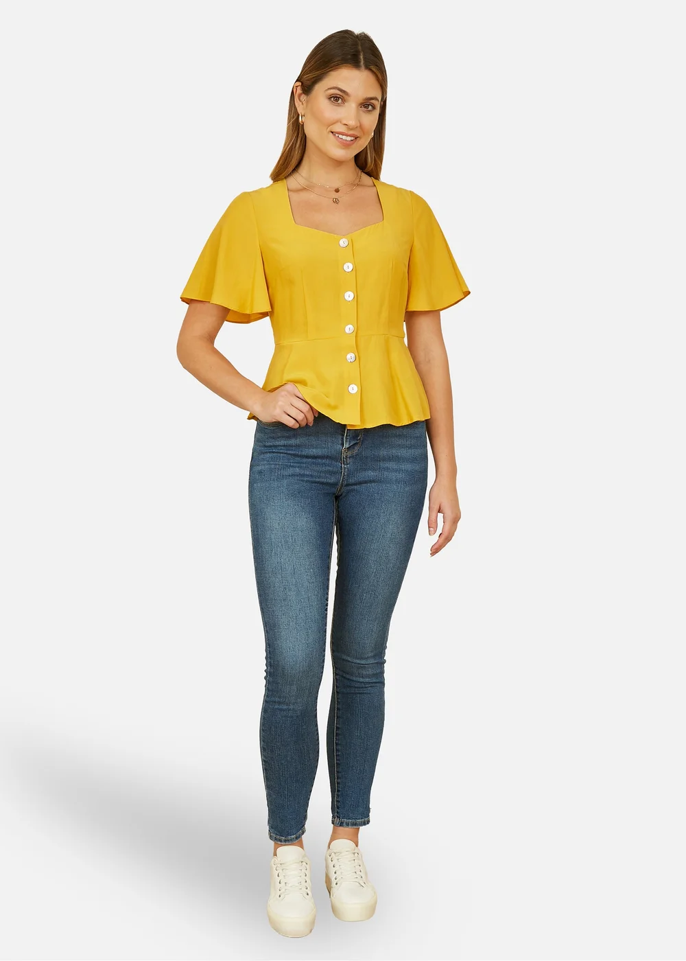 Yumi Yellow Button Up Top - Size 10 Image 1