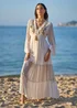 Yumi White Metallic Embellished Maxi Dress With Long Sleeves - 16 Image 1