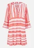 Yumi Coral Geo Stripe Print Beach Tunic - 16 Image 5