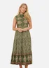 Yumi Green Cotton Paisley Midi Sleeveless Shirt Dress - 18 Image 2