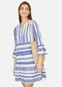 Yumi Blue Geo Stripe Print Beach Tunic - 18 Image 2