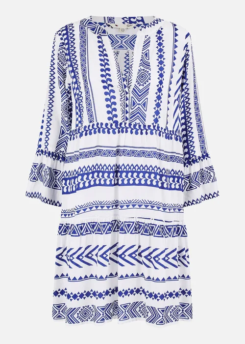 Yumi Blue Geo Stripe Print Beach Tunic - 18 Image 4