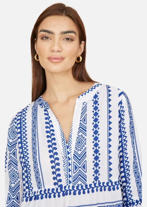 Yumi Blue Geo Stripe Print Beach Tunic - 18 Image 3