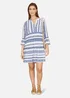 Yumi Blue Geo Stripe Print Beach Tunic - 18 Image 1