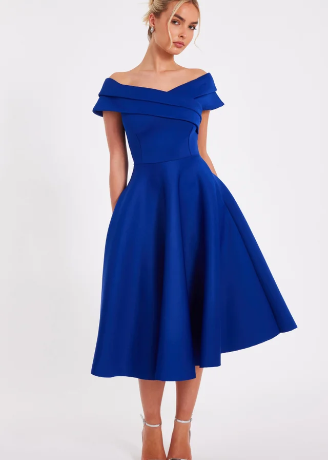 Quiz Blue Bardot Midi Dress
