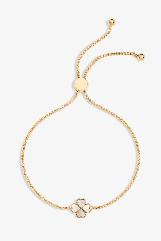 Jon Richard Gold Plated & Mother Of Pearl Enamel Heart Clover Toggle Bracelet