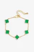 Jon Richard Gold Plated Cubic Zirconia Malachite Clover Bracelet - One Size Image 1