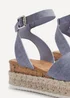 Linzi Paradise Blue Nubuck Espadrille Flatform Sandals - Size 4 Image 5