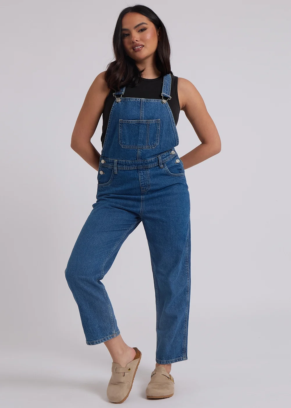 Urban Bliss Mid Blue Traditional Long Dungaree - Size 8 Image 1