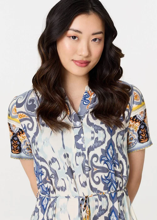 Izabel London Grey Patchwork Print Short Sleeve Midi Dress - 18 Image 2