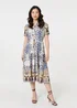 Izabel London Grey Patchwork Print Short Sleeve Midi Dress - 18 Image 1