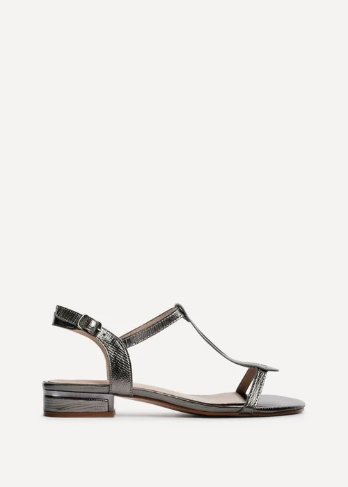 Linzi Lavish Grey Lizard T Bar Looped Low Block Sandal - Size 5 Image 2