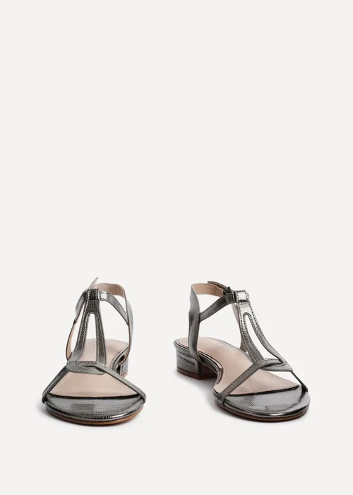 Linzi Lavish Grey Lizard T Bar Looped Low Block Sandal - Size 5 Image 3