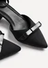Linzi Orla Black Scuba Low Block Court Heel - Size 6 Image 5