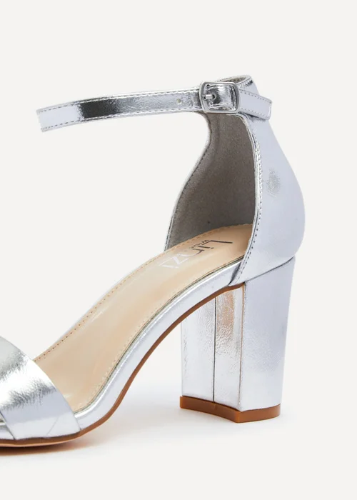 Linzi Legacy Wide Fit Silver Faux Leather Closed Black Block Heel - Size 3 Image 4