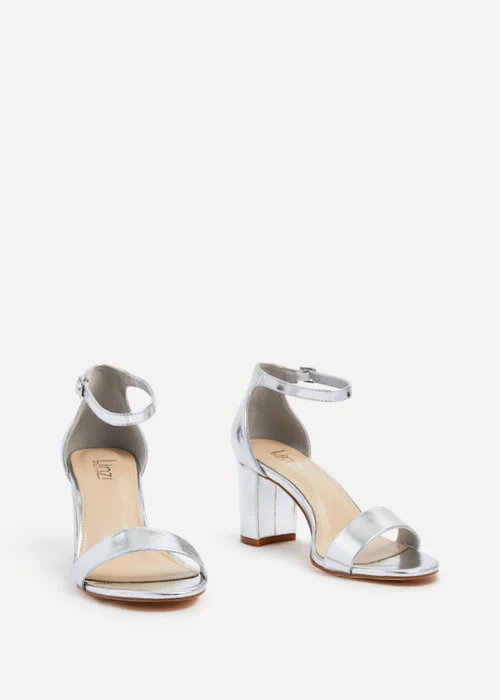 Linzi Legacy Wide Fit Silver Faux Leather Closed Black Block Heel - Size 3 Image 3